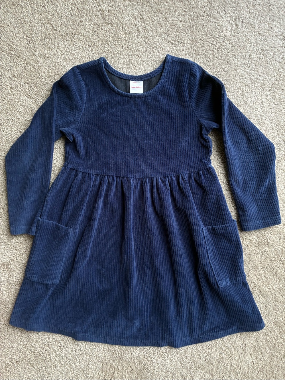 Hanna Andersson Navy Corduroy Long-Sleeve Pocket Dress